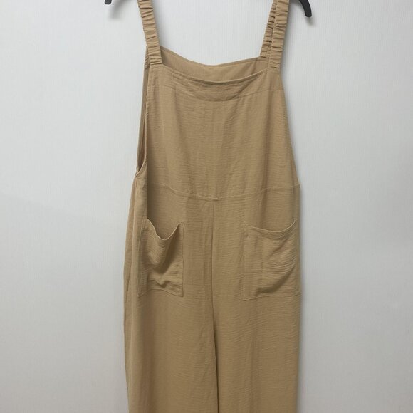 Pants - Dokotoo Women's Beige Sleeveless Polyester Jumpsuit with Pockets Size XL